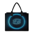 Blue Cancer Zodiac Sign Print Canvas Tote Bag