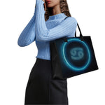 Blue Cancer Zodiac Sign Print Canvas Tote Bag