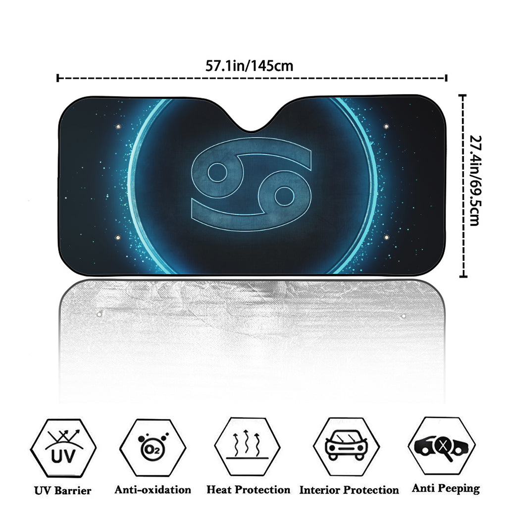 Blue Cancer Zodiac Sign Print Car Windshield Sun Shade