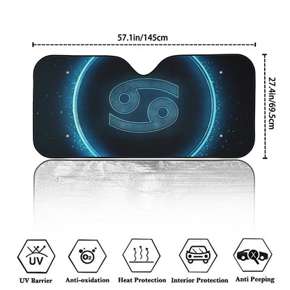 Blue Cancer Zodiac Sign Print Car Windshield Sun Shade