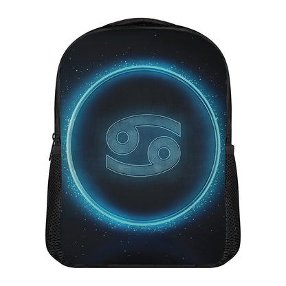 Blue Cancer Zodiac Sign Print Casual Backpack