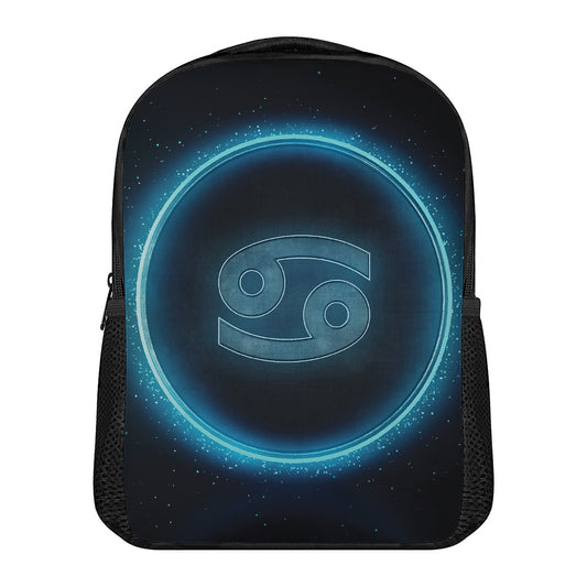 Blue Cancer Zodiac Sign Print Casual Backpack