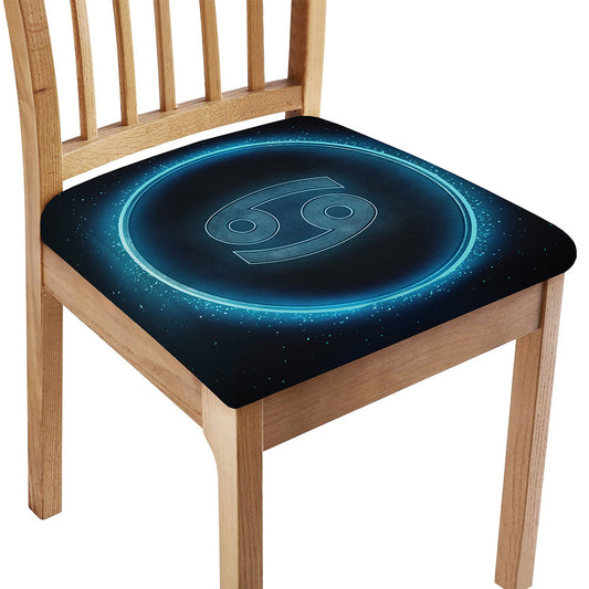 Blue Cancer Zodiac Sign Print Chair Cushion Cover