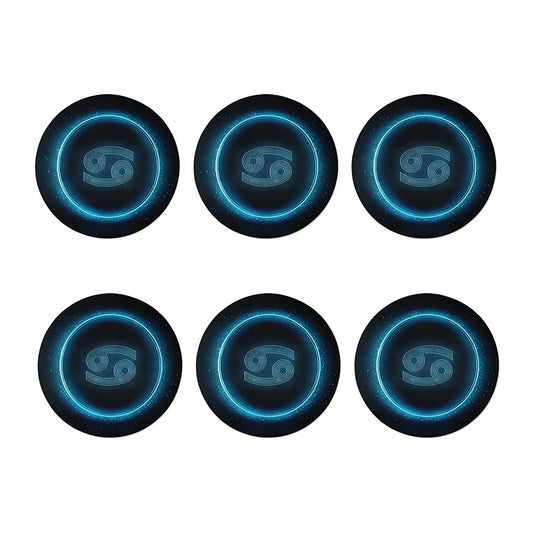 Blue Cancer Zodiac Sign Print Coaster Set