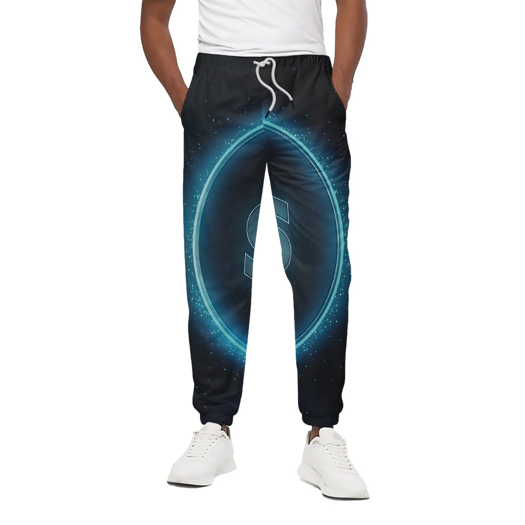 Blue Cancer Zodiac Sign Print Cotton Pants