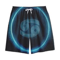 Blue Cancer Zodiac Sign Print Cotton Shorts