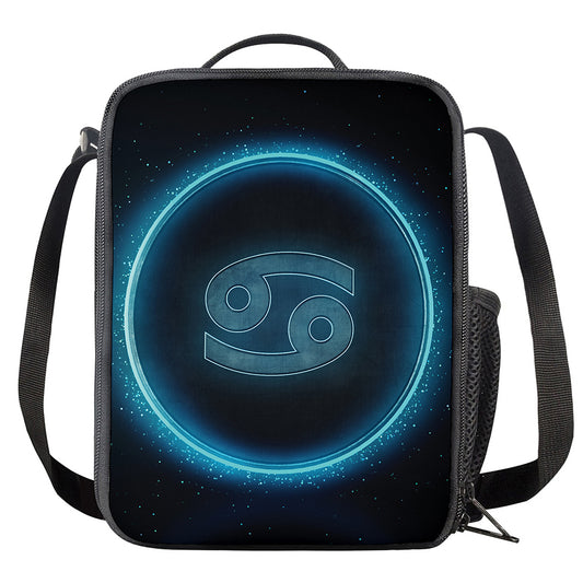 Blue Cancer Zodiac Sign Print Crossbody Lunch Bag