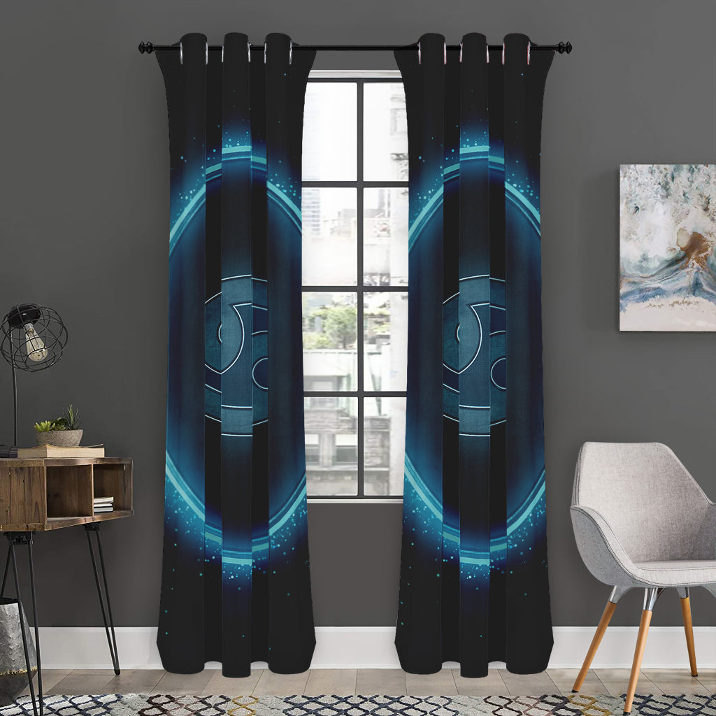 Blue Cancer Zodiac Sign Print Curtain