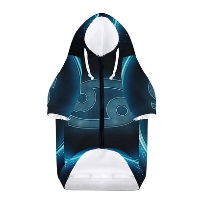 Blue Cancer Zodiac Sign Print Dog Zip Up Hoodie