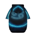 Blue Cancer Zodiac Sign Print Dog Zip Up Hoodie