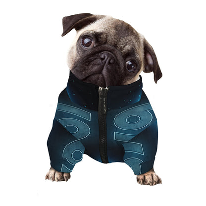 Blue Cancer Zodiac Sign Print Dog Zip Up Jacket