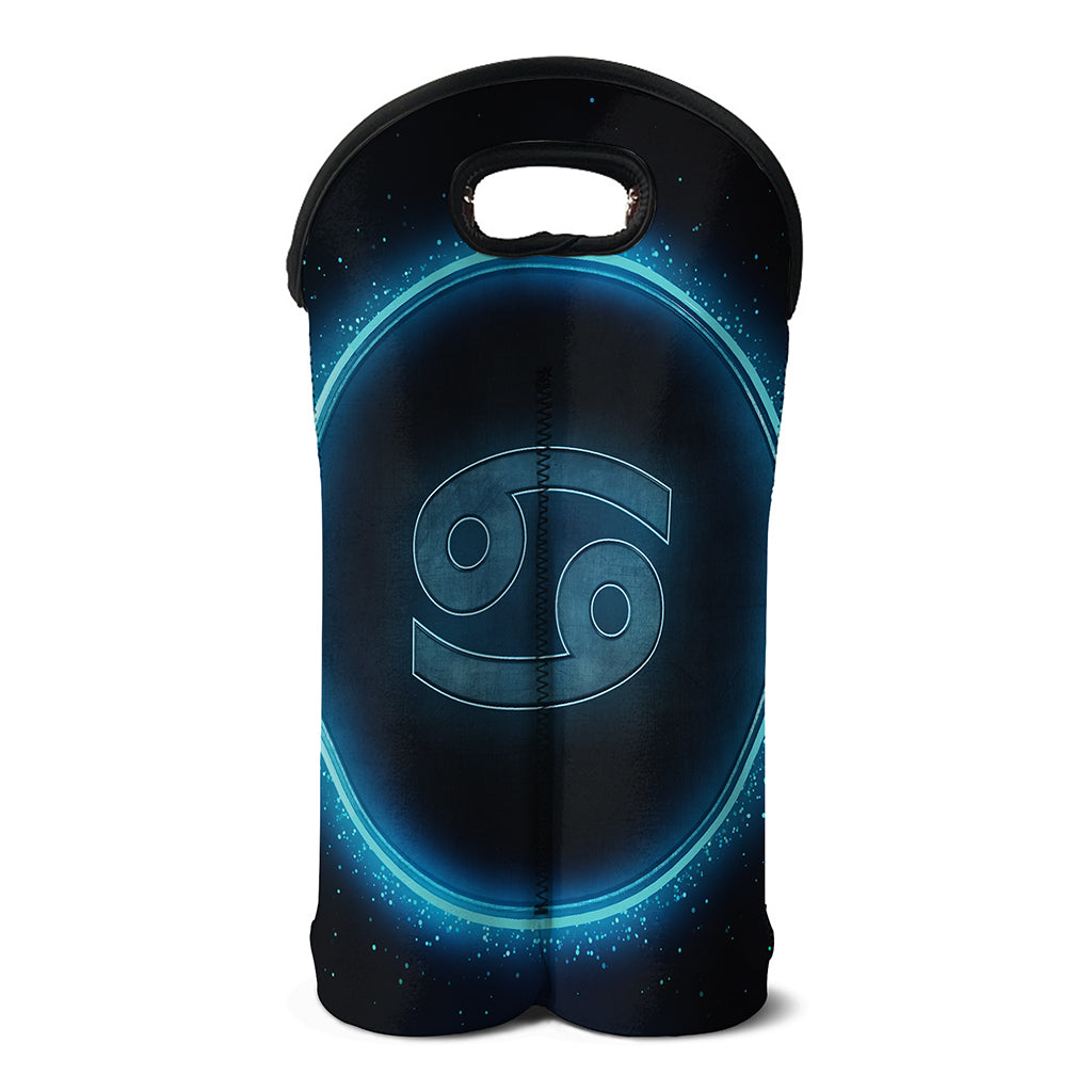 Blue Cancer Zodiac Sign Print Double Neoprene Wine Tote