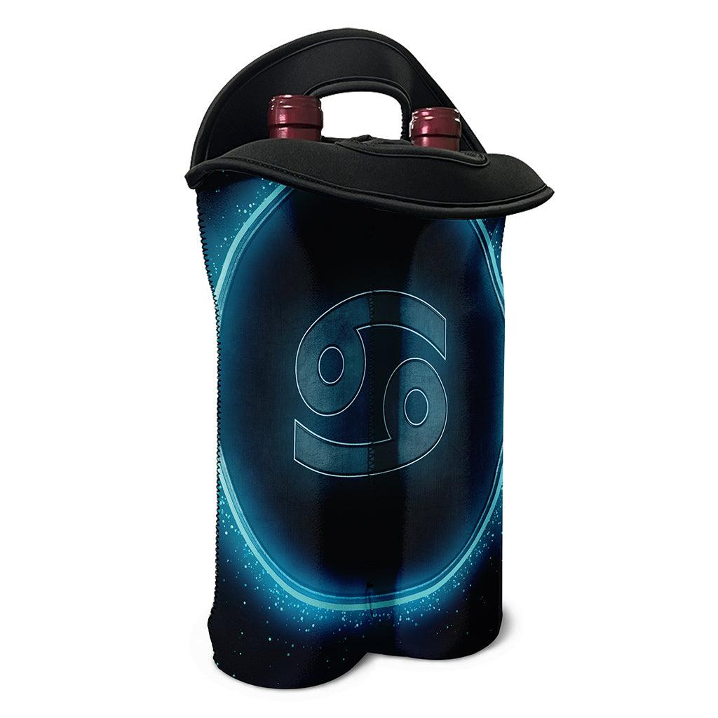 Blue Cancer Zodiac Sign Print Double Neoprene Wine Tote