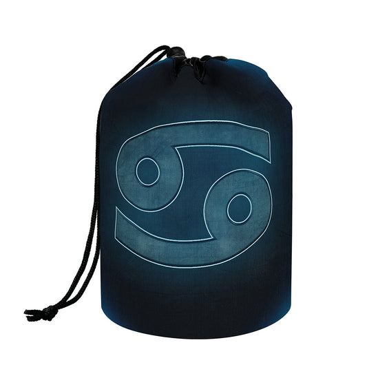 Blue Cancer Zodiac Sign Print Drawstring Makeup Bag