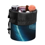 Blue Cancer Zodiac Sign Print Drawstring Makeup Bag
