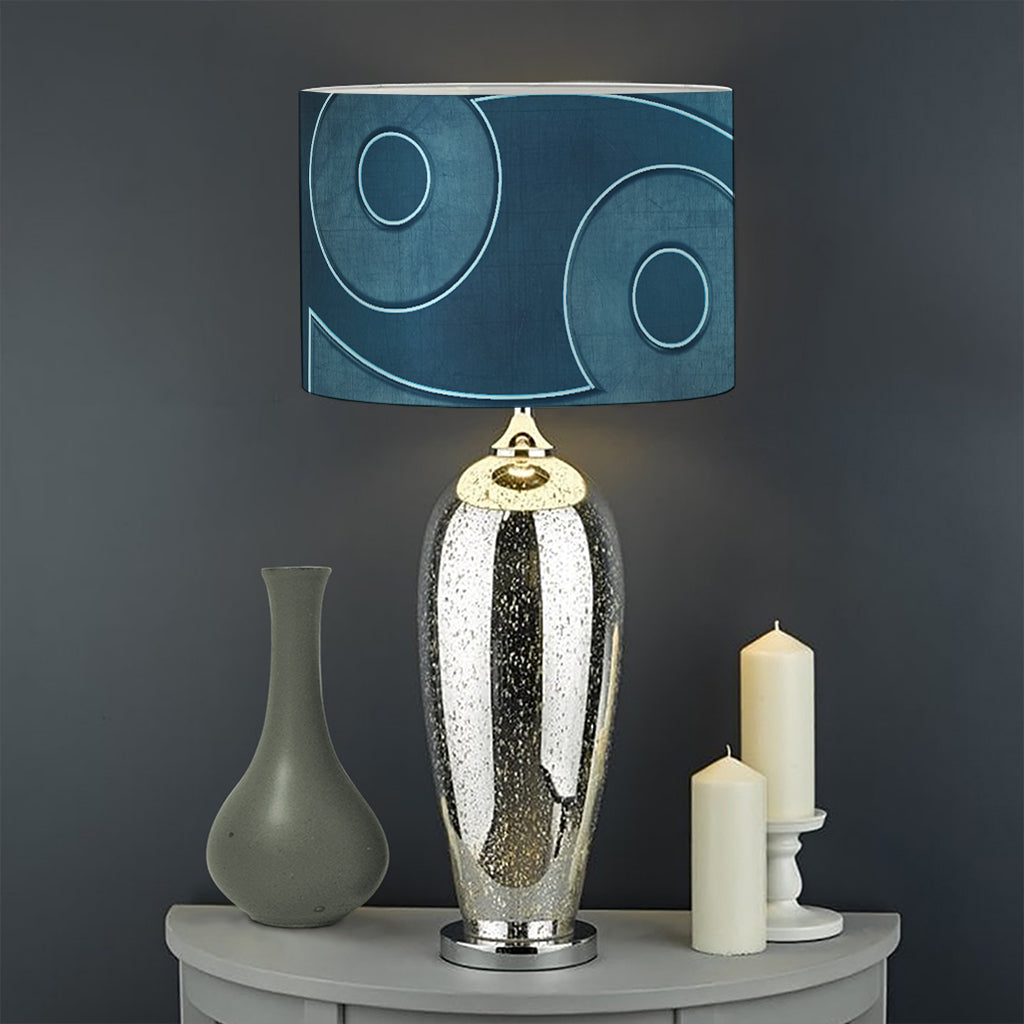 Blue Cancer Zodiac Sign Print Drum Lamp Shade