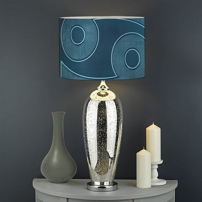 Blue Cancer Zodiac Sign Print Drum Lamp Shade