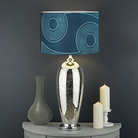 Blue Cancer Zodiac Sign Print Drum Lamp Shade