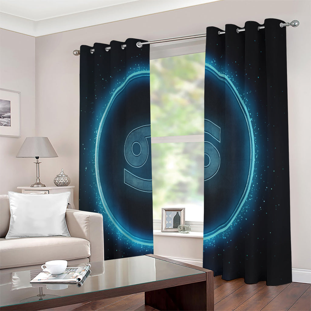 Blue Cancer Zodiac Sign Print Extra Wide Grommet Curtains