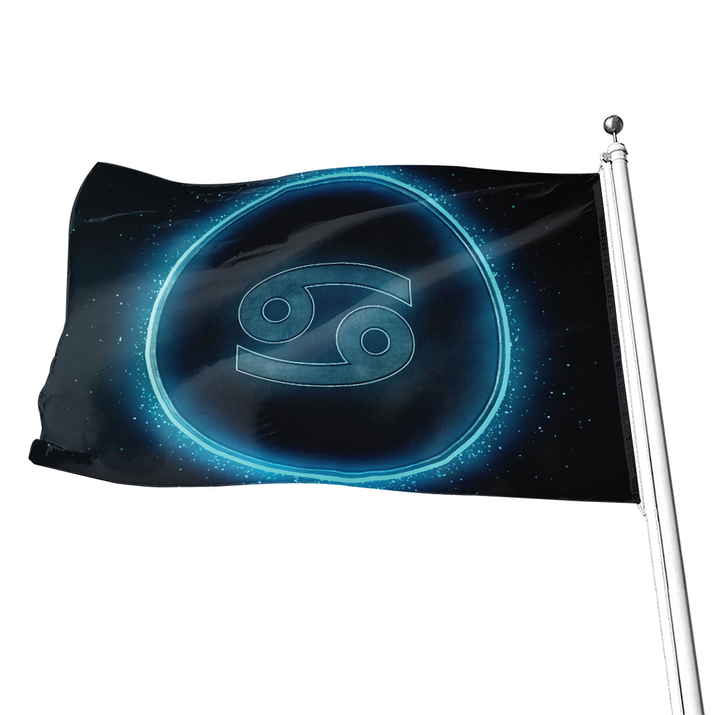 Blue Cancer Zodiac Sign Print Flag