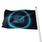 Blue Cancer Zodiac Sign Print Flag