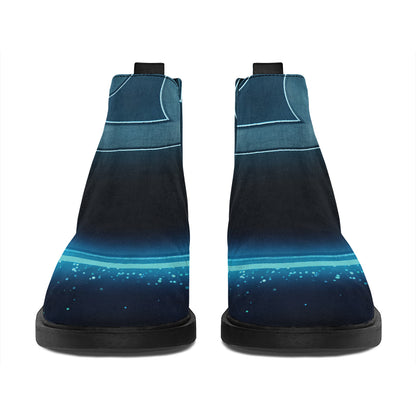 Blue Cancer Zodiac Sign Print Flat Ankle Boots
