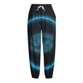 Blue Cancer Zodiac Sign Print Fleece Lined Knit Pants