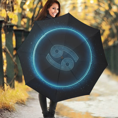 Blue Cancer Zodiac Sign Print Foldable Umbrella