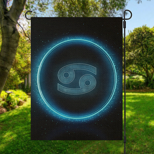 Blue Cancer Zodiac Sign Print Garden Flag