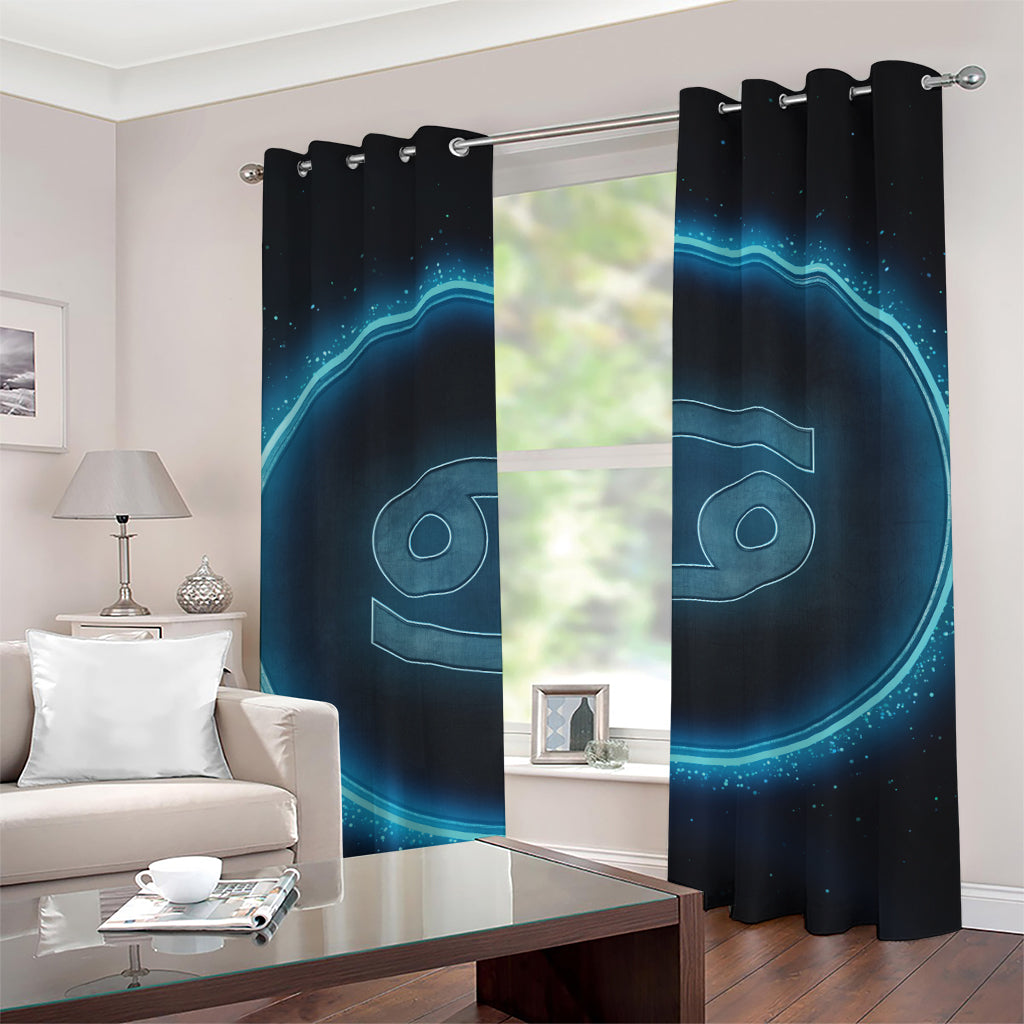 Blue Cancer Zodiac Sign Print Grommet Curtains