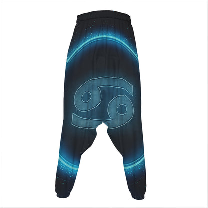 Blue Cancer Zodiac Sign Print Hammer Pants