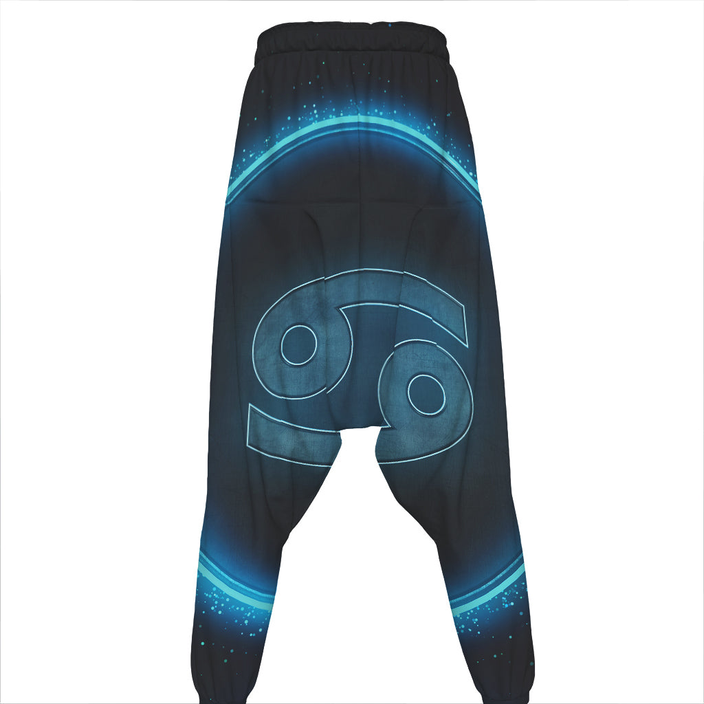 Blue Cancer Zodiac Sign Print Hammer Pants
