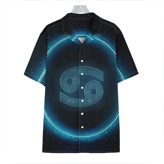 Blue Cancer Zodiac Sign Print Hawaiian Shirt