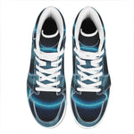 Blue Cancer Zodiac Sign Print High Top Leather Sneakers