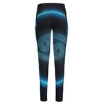 Blue Cancer Zodiac Sign Print High-Waisted Pocket Leggings