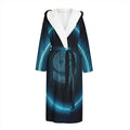 Blue Cancer Zodiac Sign Print Hooded Bathrobe