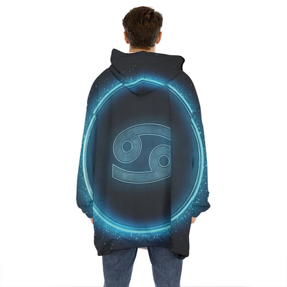 Blue Cancer Zodiac Sign Print Hoodie Blanket