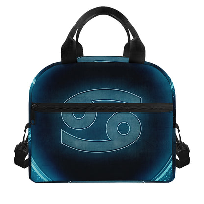 Blue Cancer Zodiac Sign Print Insulated Lunch Bag