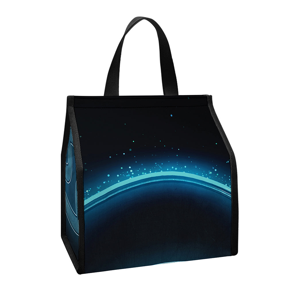 Blue Cancer Zodiac Sign Print Insulated Lunch Tote