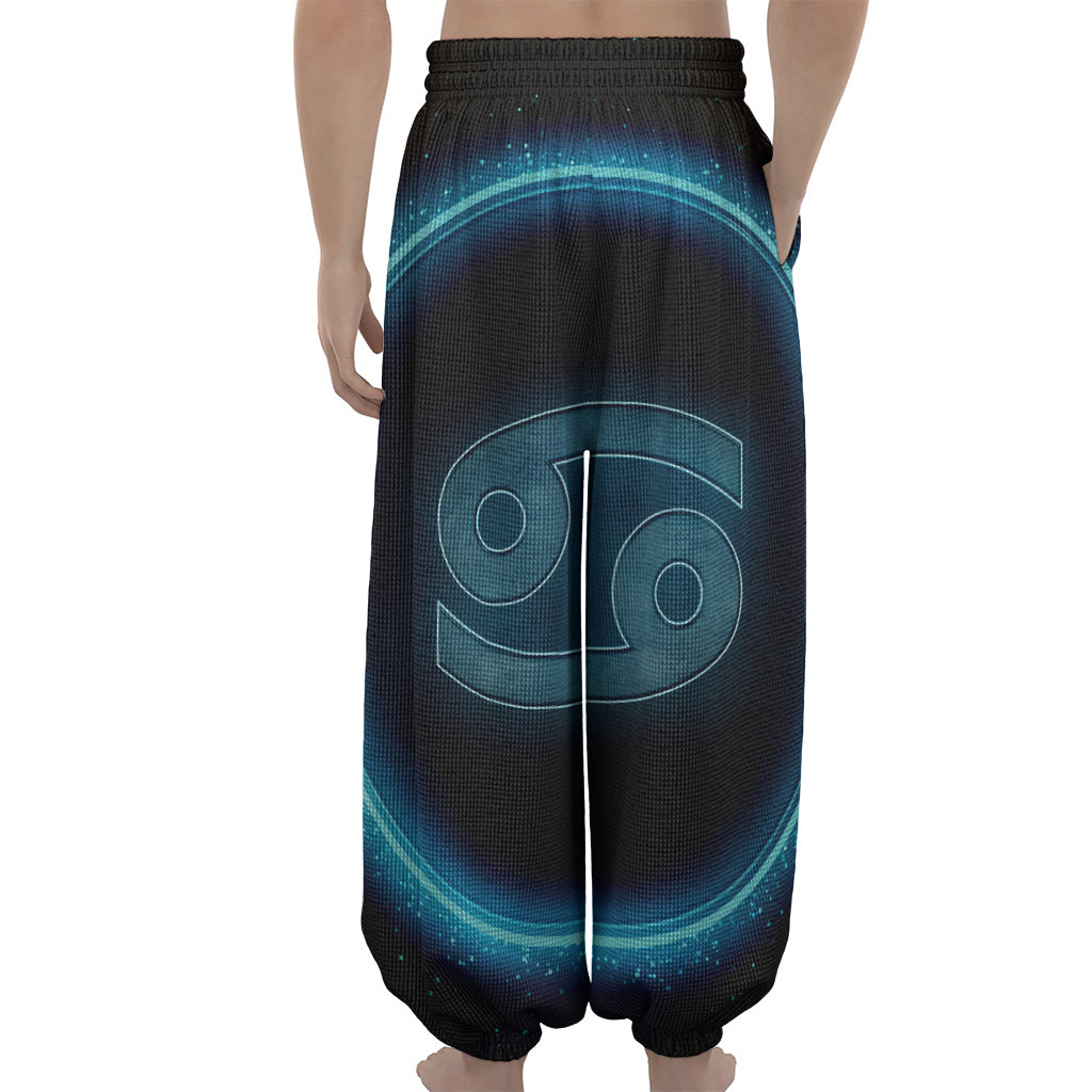 Blue Cancer Zodiac Sign Print Lantern Pants