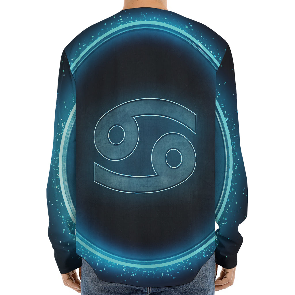 Blue Cancer Zodiac Sign Print Long Sleeve Baseball Jersey
