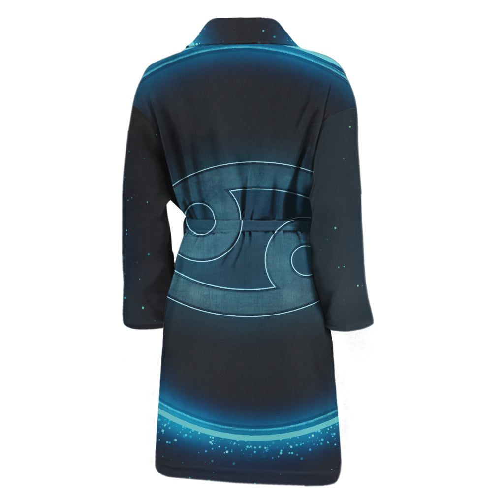 Blue Cancer Zodiac Sign Print Men's Bathrobe