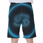 Blue Cancer Zodiac Sign Print Men's Beach Shorts
