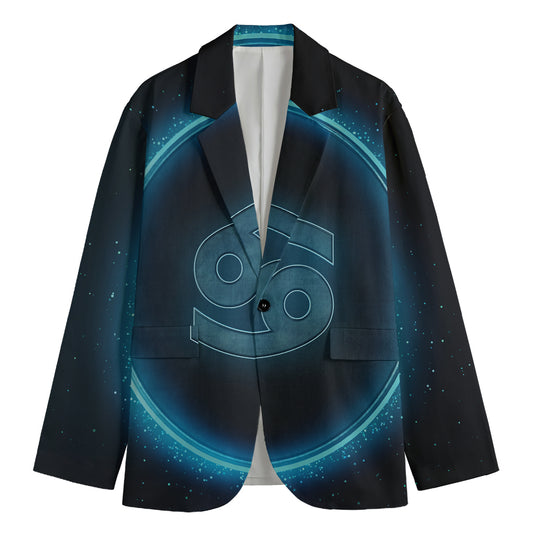Blue Cancer Zodiac Sign Print Men's Blazer