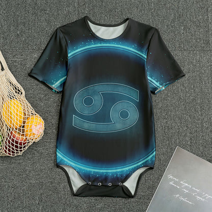 Blue Cancer Zodiac Sign Print Men's Bodysuit