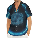 Blue Cancer Zodiac Sign Print Men's Deep V-Neck Shirt
