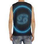 Blue Cancer Zodiac Sign Print Men's Fitness Tank Top