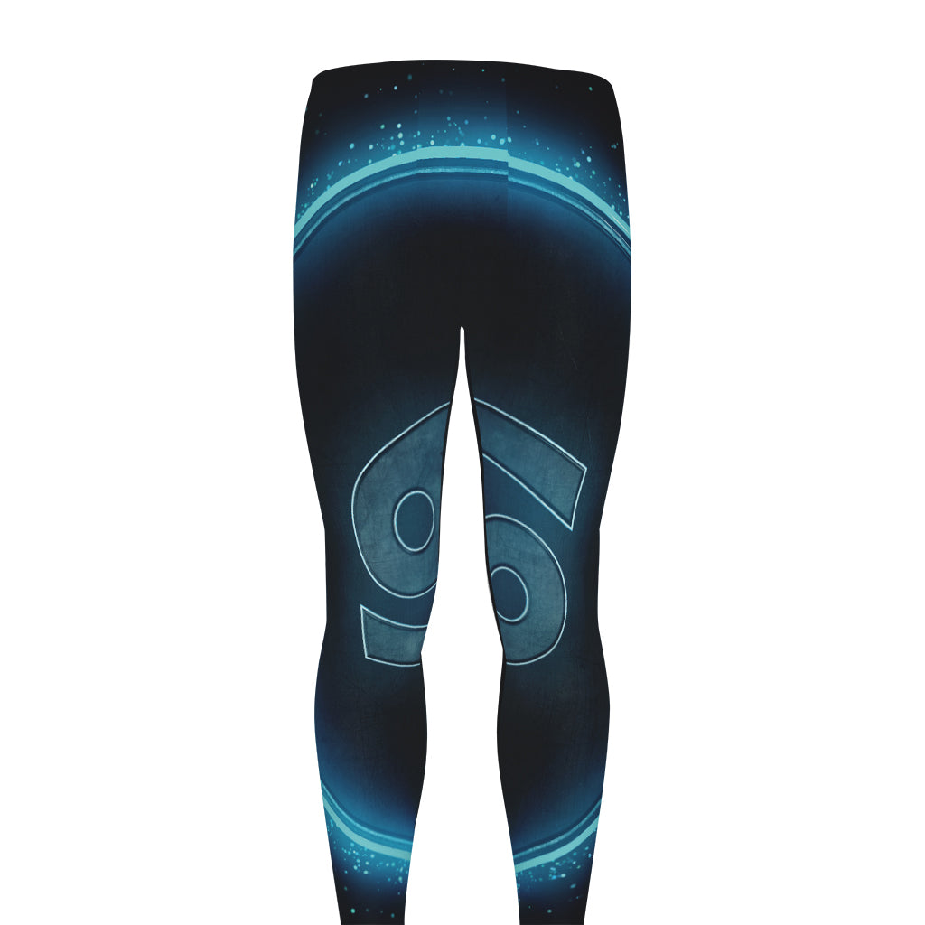 Blue Cancer Zodiac Sign Print Men's leggings