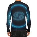 Blue Cancer Zodiac Sign Print Men's Long Sleeve Rash Guard