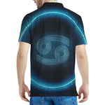 Blue Cancer Zodiac Sign Print Men's Polo Shirt